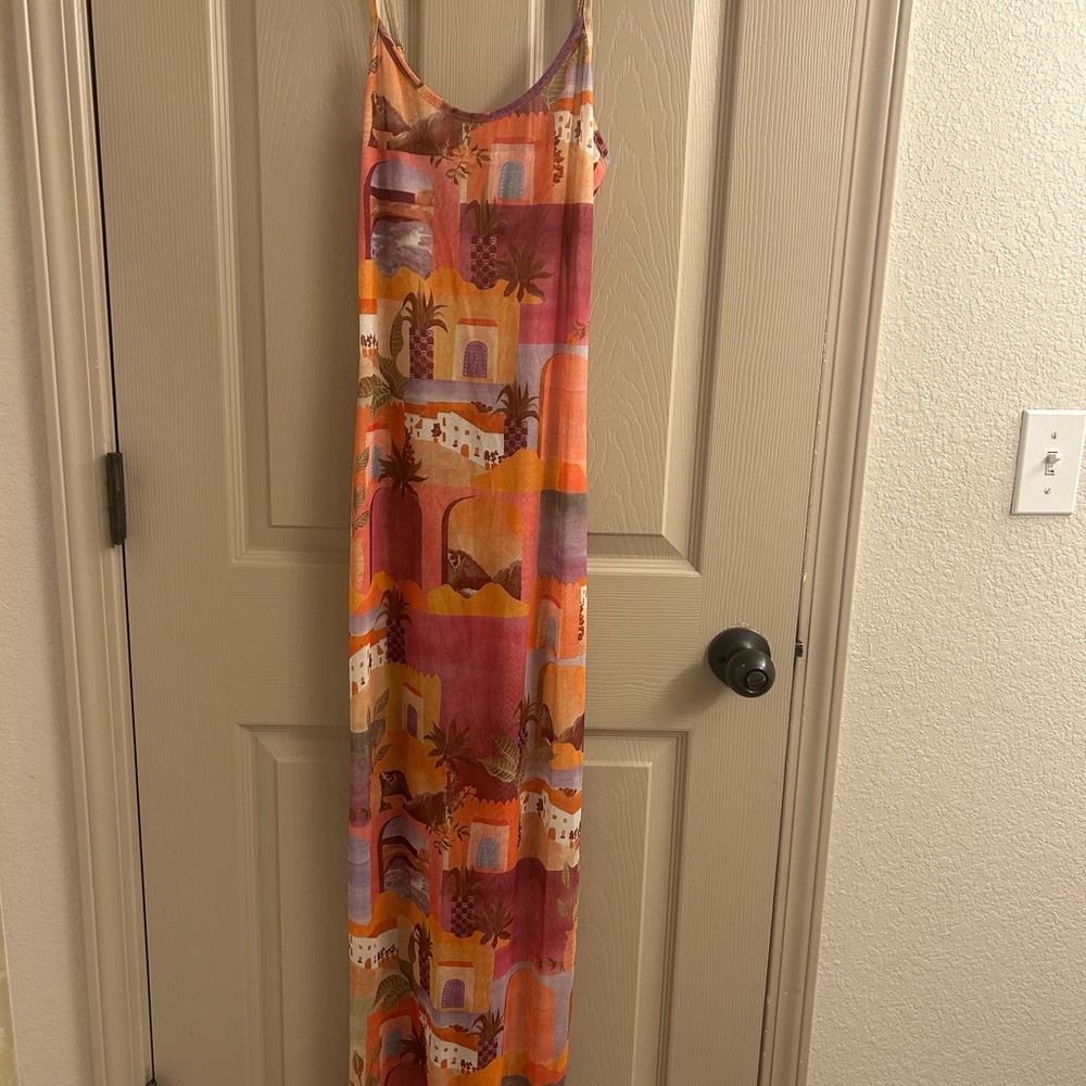 Colorful Maxi Dress with Scenic Print